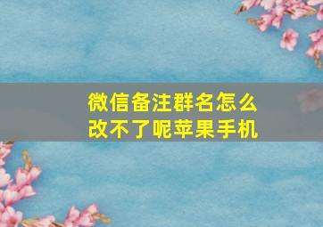 微信备注群名怎么改不了呢苹果手机