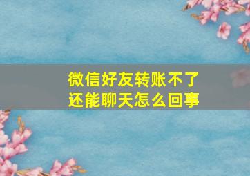 微信好友转账不了还能聊天怎么回事