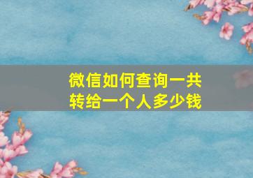 微信如何查询一共转给一个人多少钱