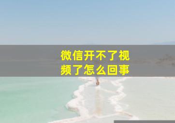 微信开不了视频了怎么回事