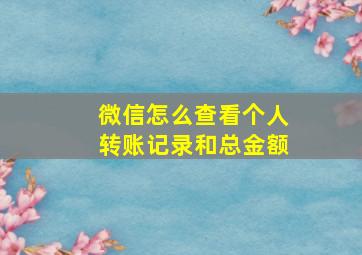 微信怎么查看个人转账记录和总金额