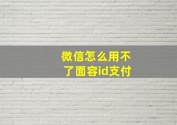 微信怎么用不了面容id支付