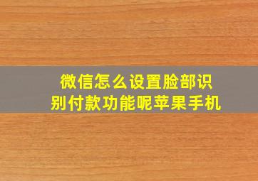 微信怎么设置脸部识别付款功能呢苹果手机