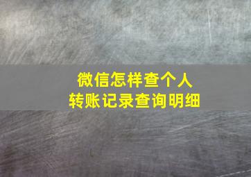 微信怎样查个人转账记录查询明细