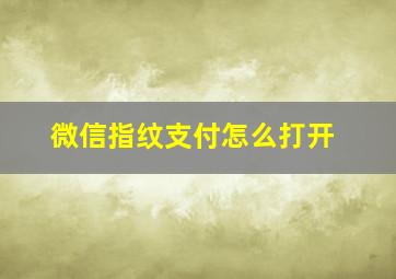 微信指纹支付怎么打开