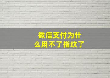 微信支付为什么用不了指纹了