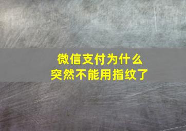 微信支付为什么突然不能用指纹了