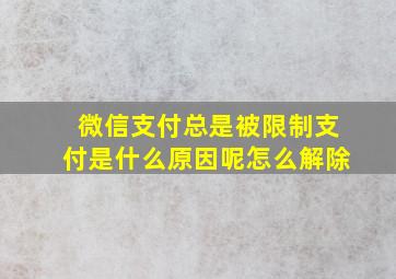 微信支付总是被限制支付是什么原因呢怎么解除