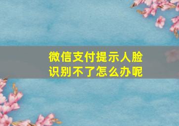 微信支付提示人脸识别不了怎么办呢