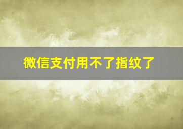 微信支付用不了指纹了