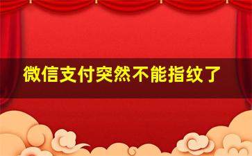 微信支付突然不能指纹了