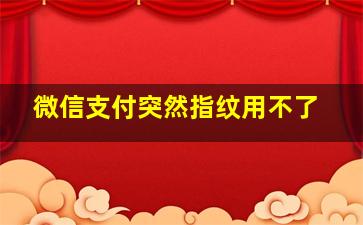 微信支付突然指纹用不了