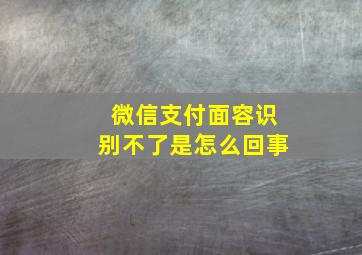 微信支付面容识别不了是怎么回事