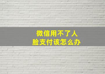 微信用不了人脸支付该怎么办