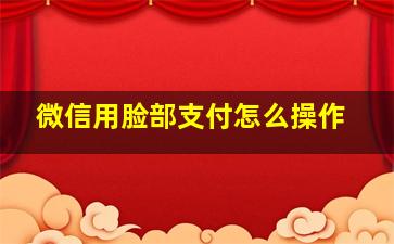 微信用脸部支付怎么操作