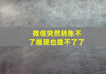 微信突然转账不了提现也提不了了