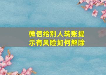 微信给别人转账提示有风险如何解除