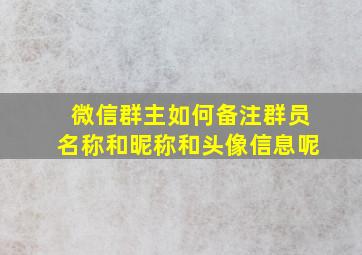 微信群主如何备注群员名称和昵称和头像信息呢