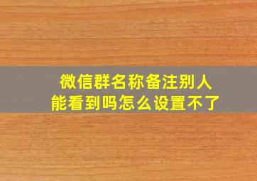 微信群名称备注别人能看到吗怎么设置不了