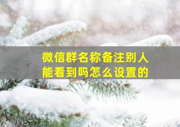 微信群名称备注别人能看到吗怎么设置的