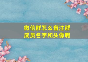 微信群怎么备注群成员名字和头像呢