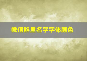 微信群里名字字体颜色