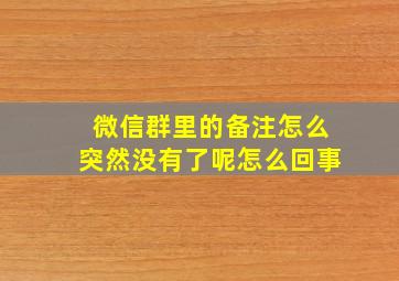 微信群里的备注怎么突然没有了呢怎么回事