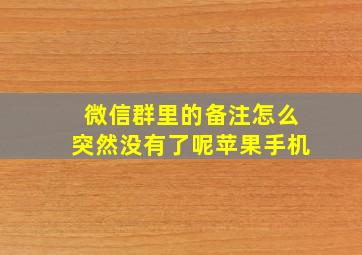 微信群里的备注怎么突然没有了呢苹果手机