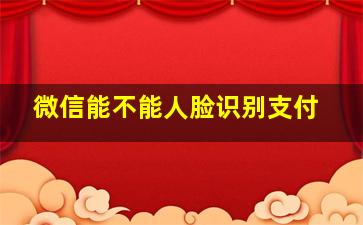 微信能不能人脸识别支付