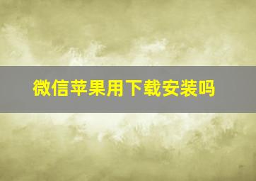 微信苹果用下载安装吗