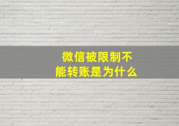 微信被限制不能转账是为什么