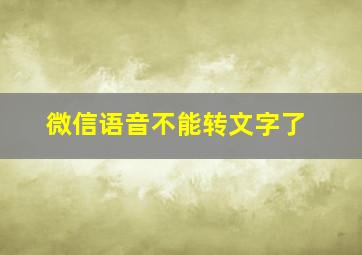 微信语音不能转文字了