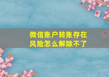 微信账户转账存在风险怎么解除不了