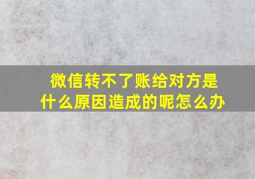 微信转不了账给对方是什么原因造成的呢怎么办