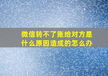 微信转不了账给对方是什么原因造成的怎么办