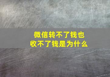 微信转不了钱也收不了钱是为什么