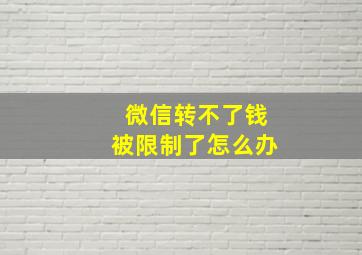 微信转不了钱被限制了怎么办