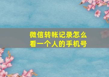 微信转帐记录怎么看一个人的手机号