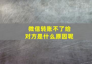 微信转账不了给对方是什么原因呢