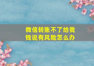 微信转账不了给我钱说有风险怎么办