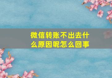 微信转账不出去什么原因呢怎么回事