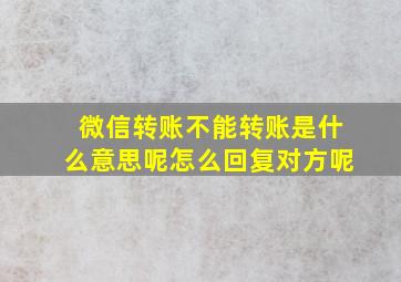 微信转账不能转账是什么意思呢怎么回复对方呢