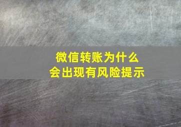 微信转账为什么会出现有风险提示