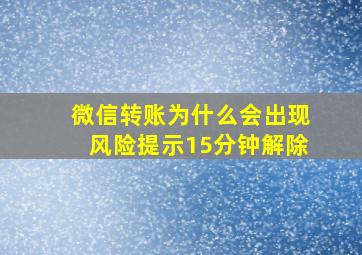 微信转账为什么会出现风险提示15分钟解除