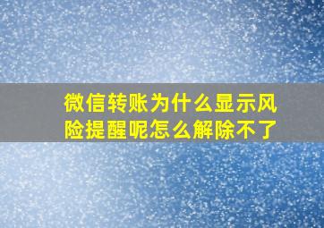 微信转账为什么显示风险提醒呢怎么解除不了