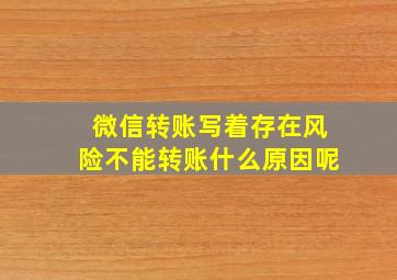 微信转账写着存在风险不能转账什么原因呢