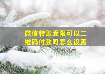 微信转账受限可以二维码付款吗怎么设置