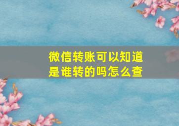 微信转账可以知道是谁转的吗怎么查