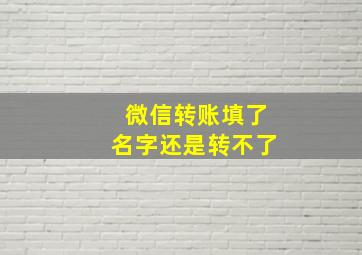 微信转账填了名字还是转不了