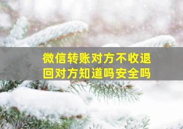 微信转账对方不收退回对方知道吗安全吗